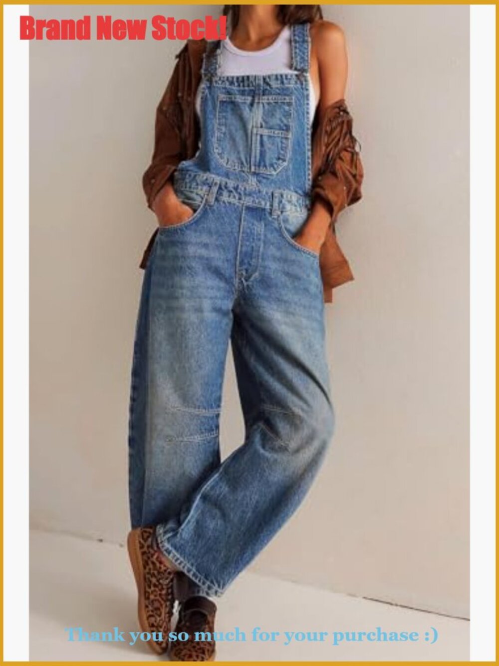 Denim Bib Overalls Barrel Wide Leg Baggy Adjustable Strap Jumpsuit - Picture 3 of 7